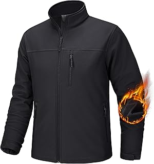 TACVASEN Men's Tactical Jackets Softshell Fleece Lined Lightweight Coats with Pockets Water Resistant Outdoor Hiking