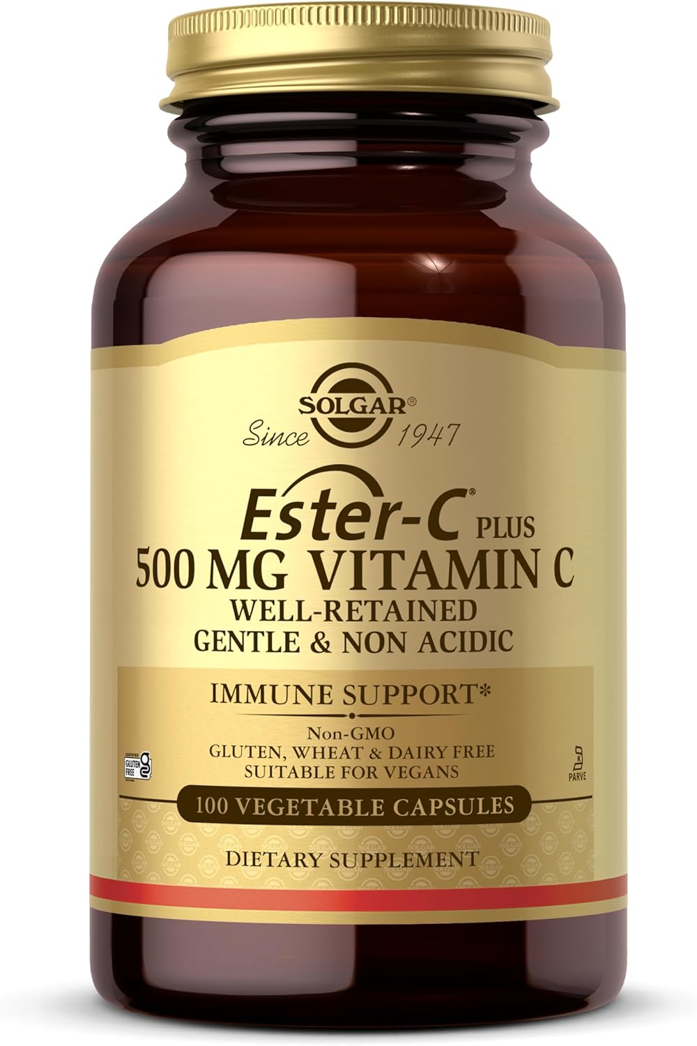 Solgar Ester-C Plus 500mg Vitamin C - Supports Healty Immune System - Highly Absorbable Vitamin C - Antioxidant - 100 Vegetable Capsules