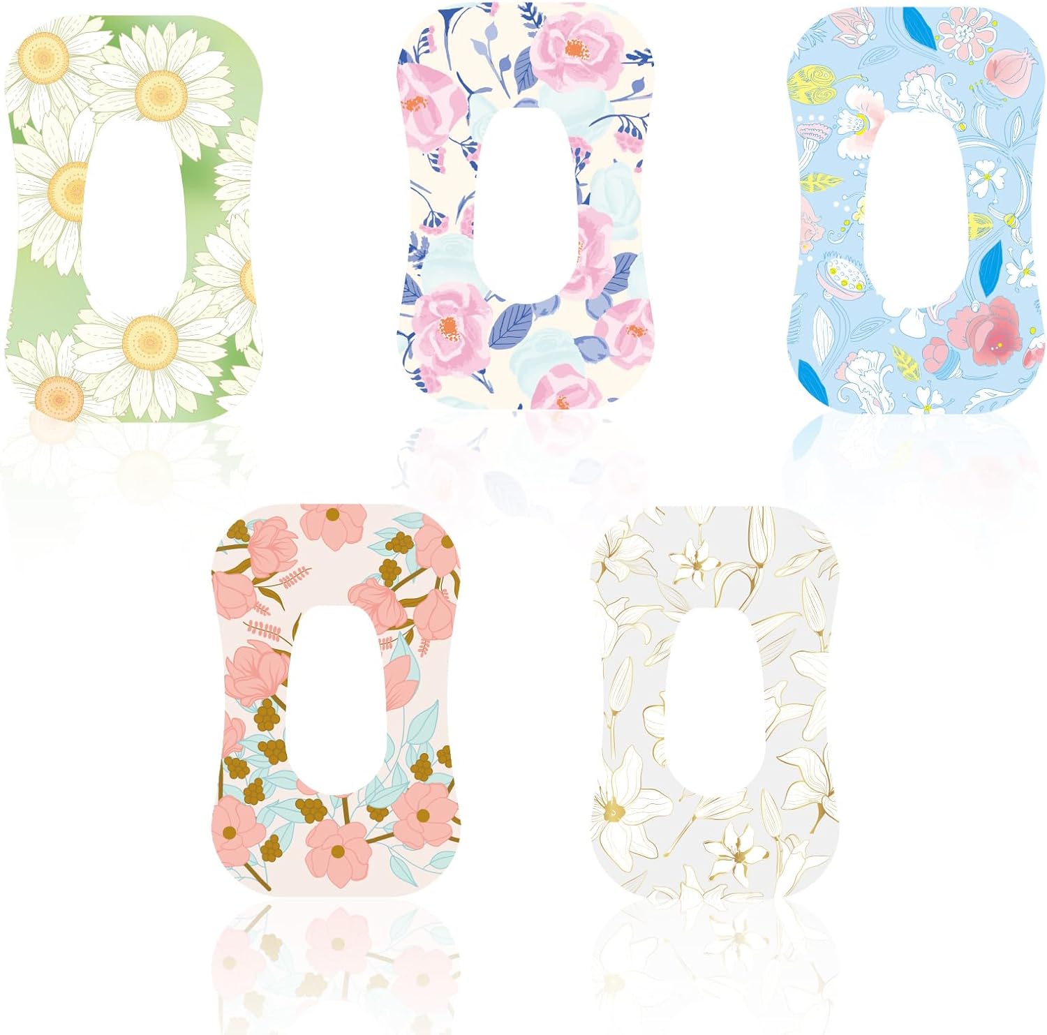 Tinoaly 25pcs Adhesive Patches for Dexcom G6, Waterproof CGM Sensor Covers Grip Tape Over Patches Breathable Sweatproof Sensor Protection Stickers (5 Flowers Styles)