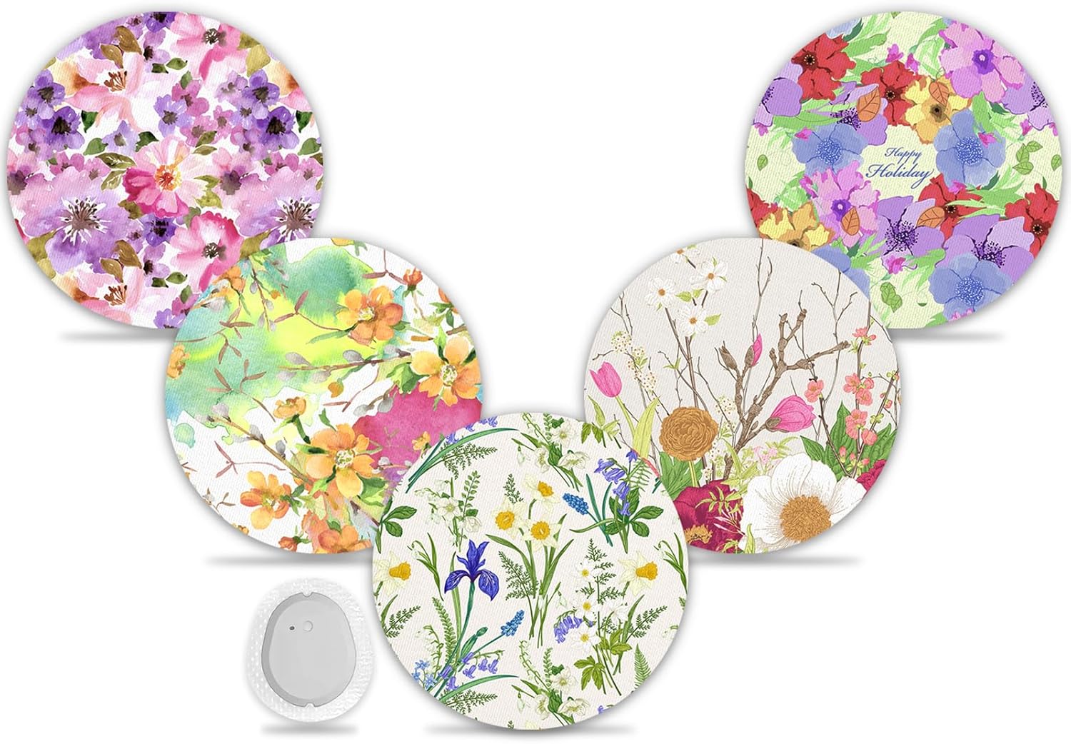 G7 Over Patches 20 Pack Waterproof Adhesive Patch for Dexcom G7 & Stelo CGM Tape Non-Glue Central Full Cover Stelo Overpatch Hypoallergenic & Latex-Free Long Stay for 15 Days, Floral Pattern