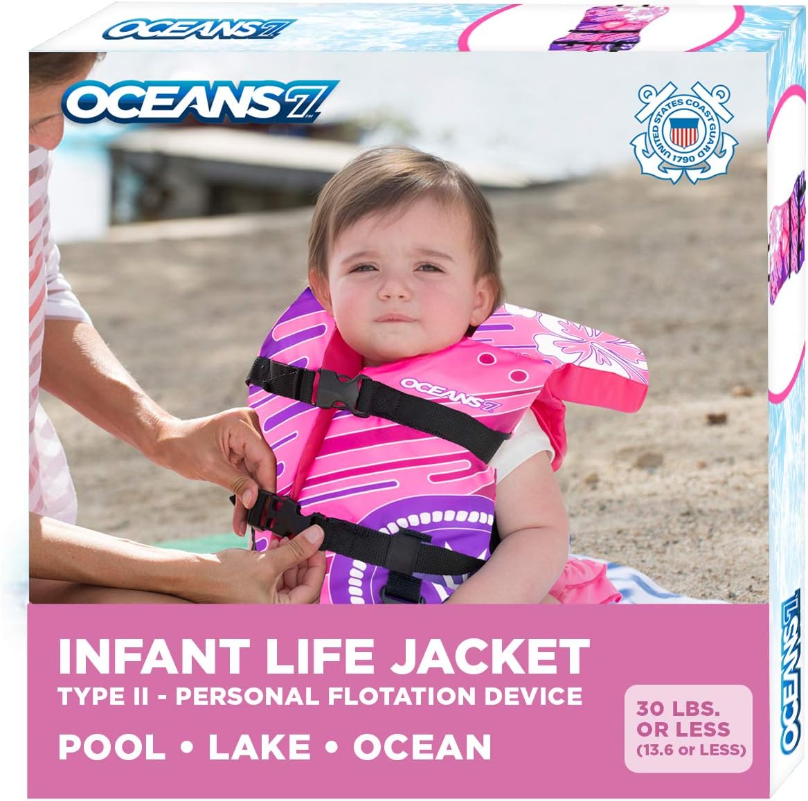 Oceans 7 US Coast Guard Approved Life Jacket for Infant, Kids, Youth, – Type II & III Vest, Personal Flotation Device