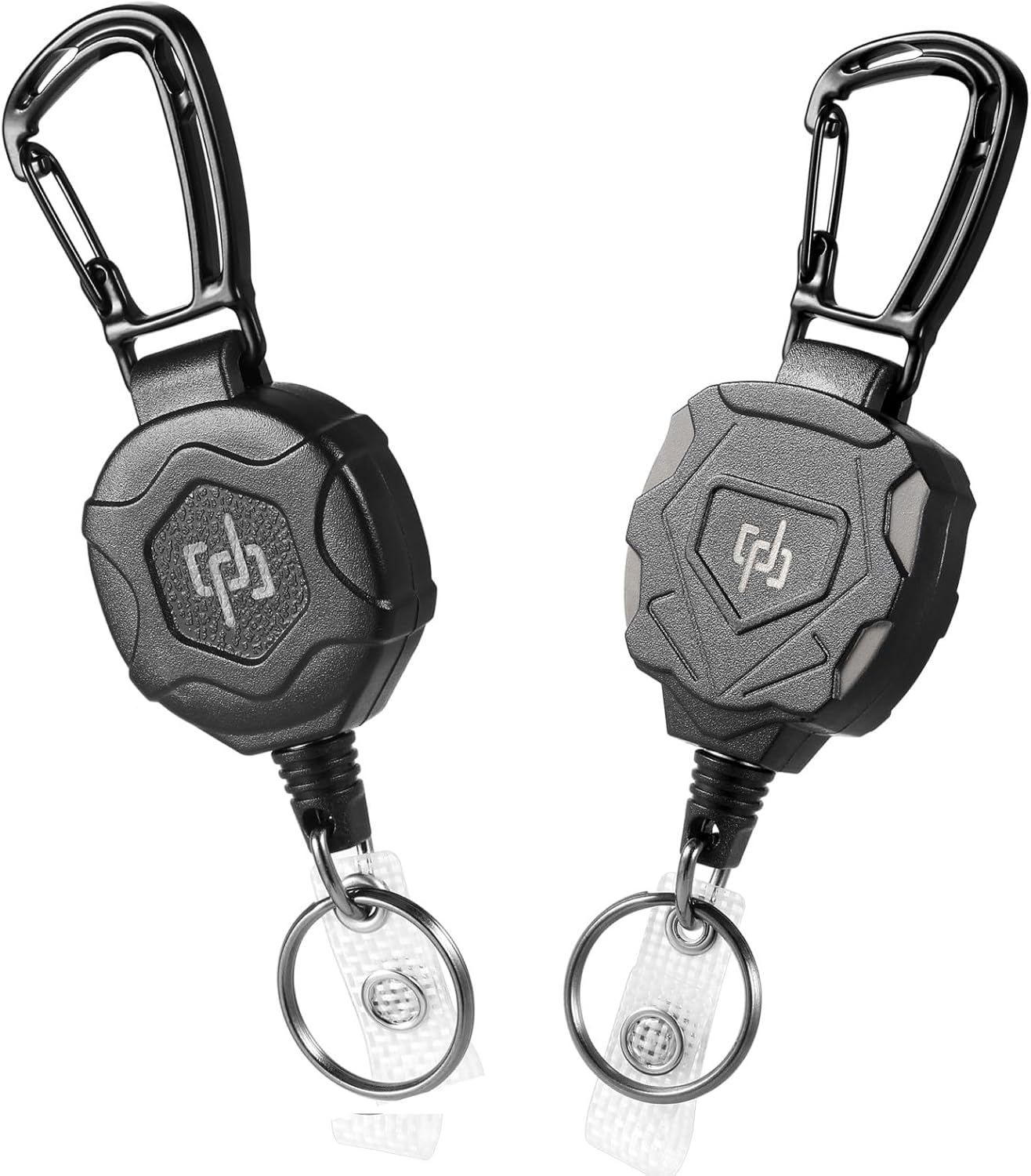 2 Pack Retractable Keychain Heavy Duty Carabiner Badge Holder, Tactical ID Badge Reel with 32” Steel Retractable Cord, 8.0 OZ