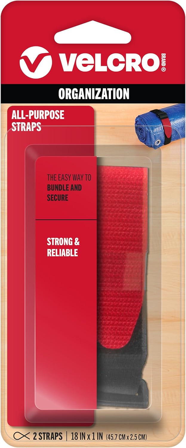 VELCRO Brand 90107 - All Purpose Straps - 18" x 1" All Purpose Strap, 2 Ct. - Black