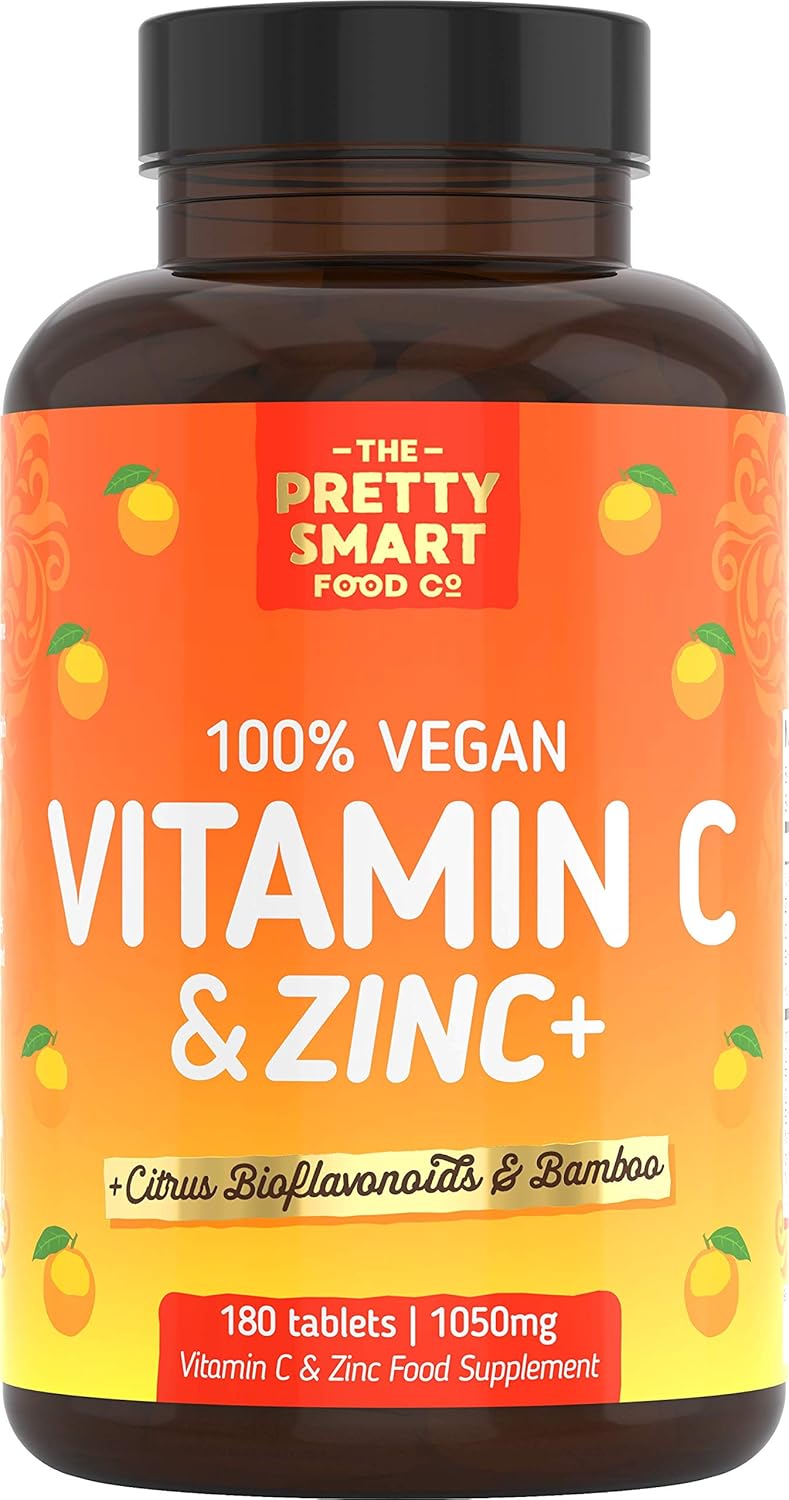 Powerful Vitamin C and Zinc Tablets - Vitamin C 1000mg with Zinc - 6 Month's Supply - Boosted with Citrus Bioflavonoids & Bamboo - For The Maintenance of a Normal Immune System - 180 Tablets - UK Made