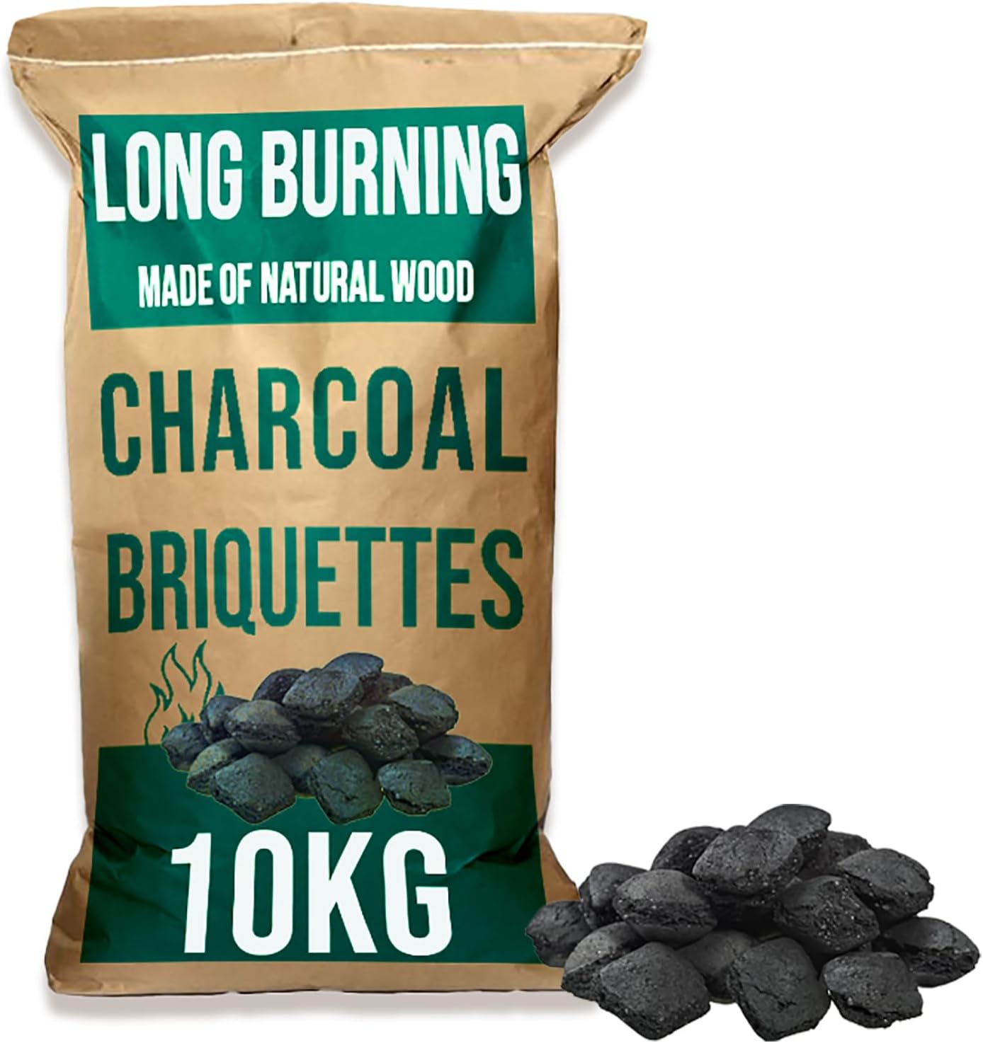 10kg Bag of Premium BBQ Charcoal Briquettes, Hotter Longer Burning Constant High Temperature Barbecue Charcoal, Perfect for Outdoor Grills (1 x 10kg Bag)