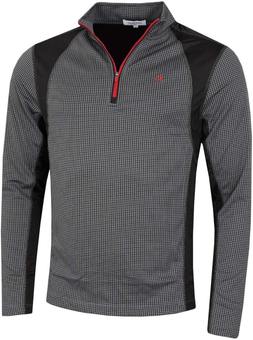 Calvin Klein Mens 2025 Micro Grid CK 1/2 Zip Mid Layer Baselayer