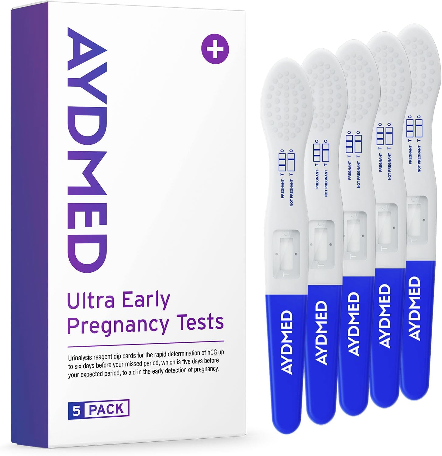 5 x AYDMED Early Detection Pregnancy Tests | Ultra Early Pregnancy Test Kit for Home Self-Test Urine Screening of Pregnancy | Early Detection Pregnancy Test | Results in 3 Minutes | 99% Accuracy