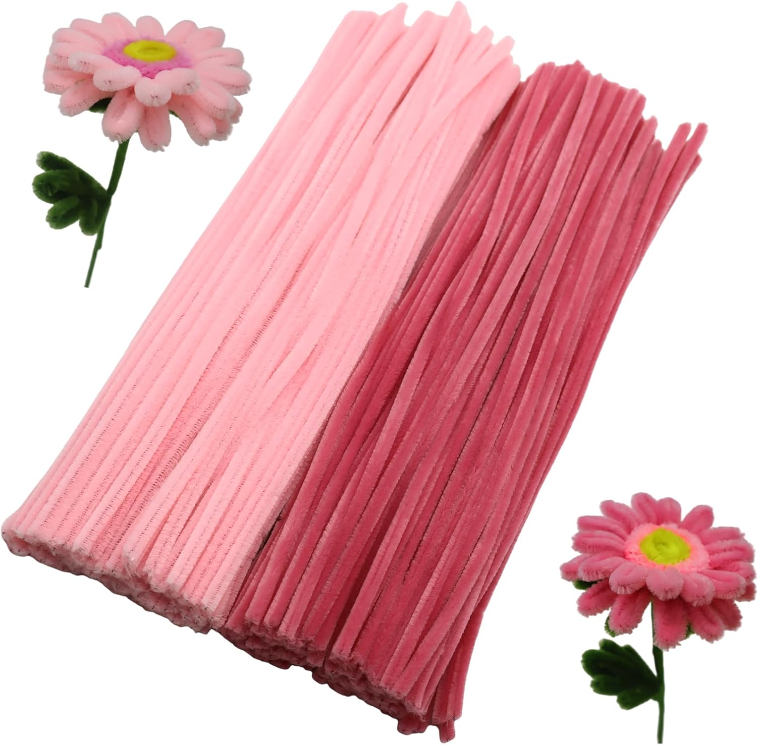 Apedoixy 200 Pieces Pipe Cleaners Craft Bulk 2 Assorted Colors,6mm x 12inch Thick Fuzzy Chenille Stem Sticks for Craft Art DIY Projects Decorations (Light Pink,Peach Pink)