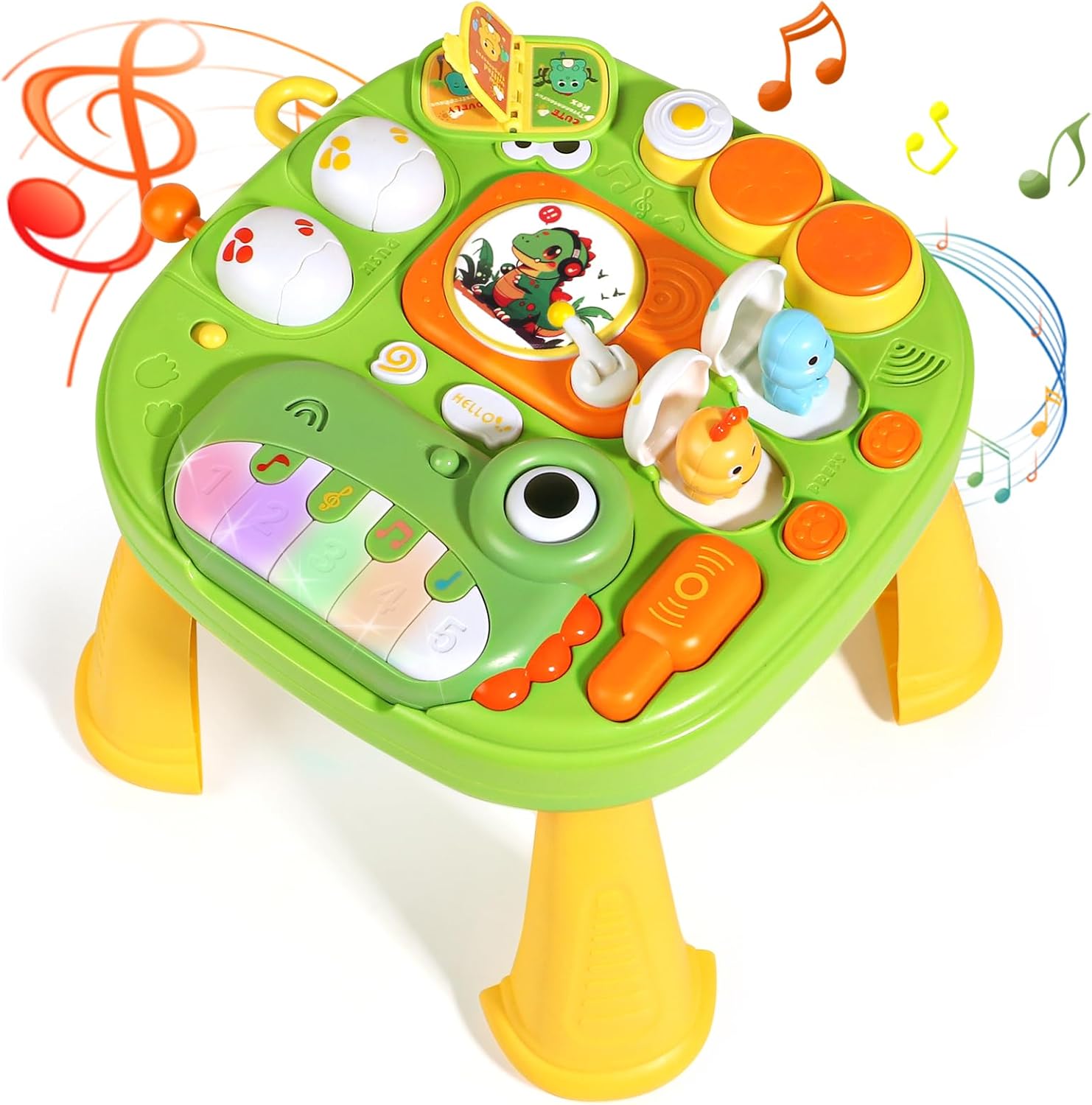Activity Table for 1 Year Old Musical Toys for 1 Year Old Boys Sensory Toys for Baby with Sound Light Early Education Game Tiny Table Storytelling Mini Piano Drum Keys Baby Toys Gift for 1 2 Year Old