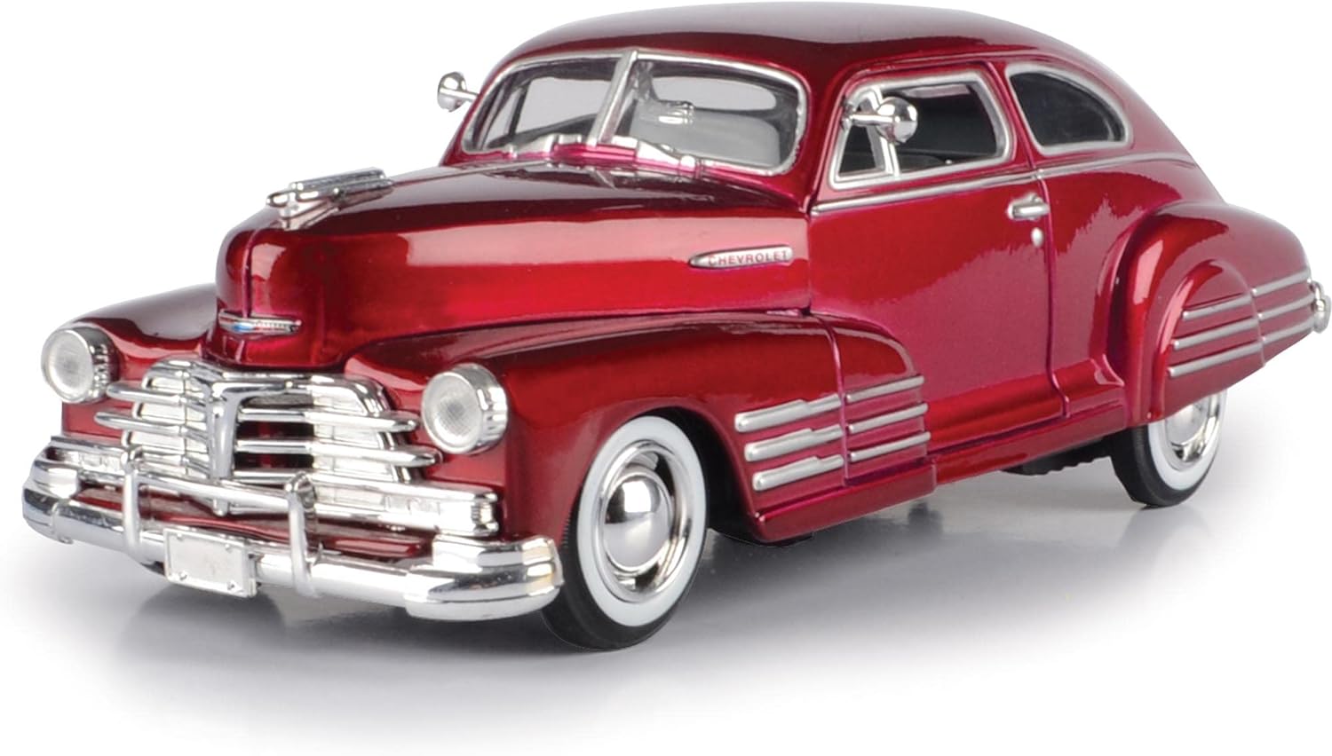 1948 Chevy Aerosedan Fleetline, Red - Motormax Premium American 73266 - 1/24 Scale Diecast Model Car, unisex-children