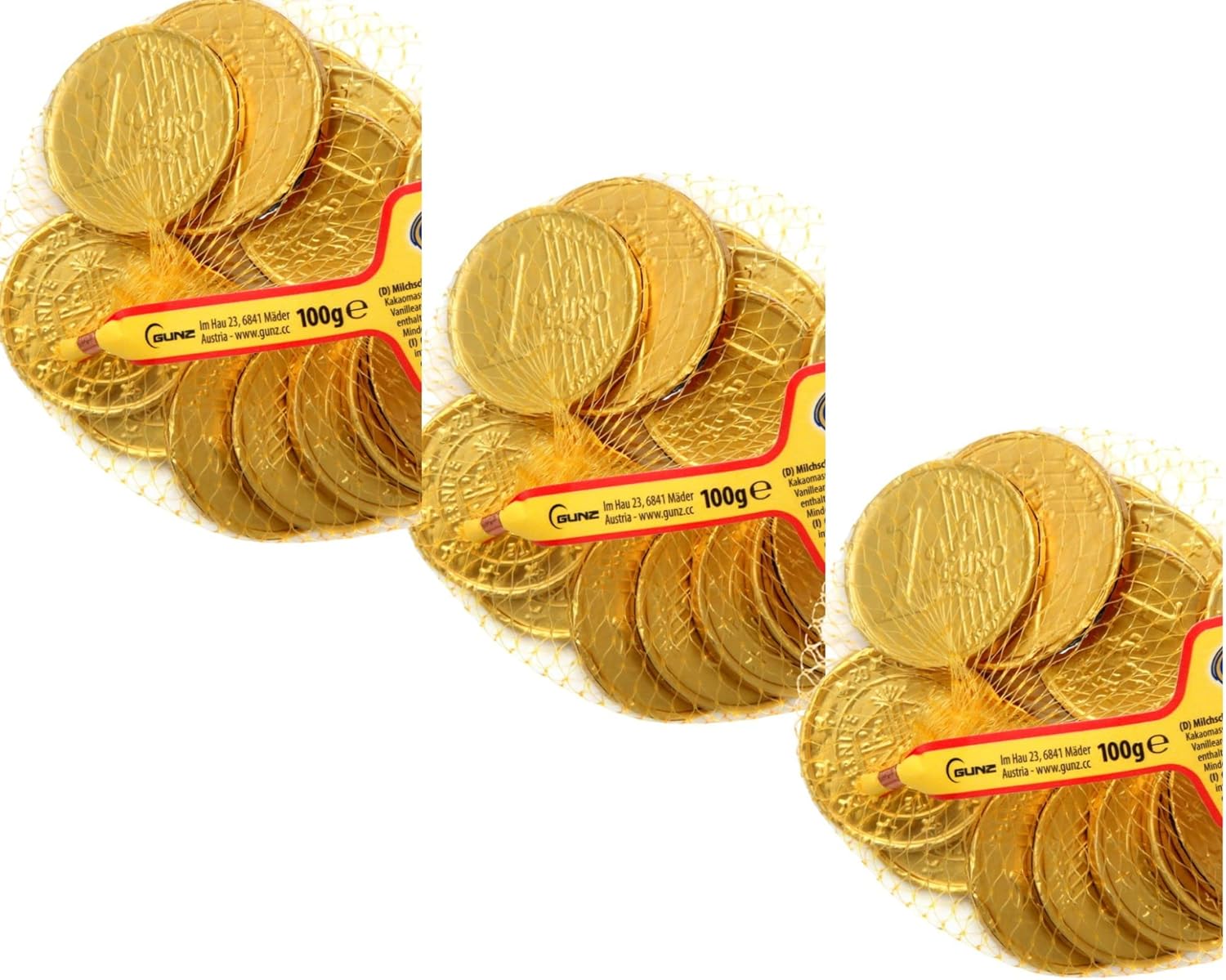 Chocolate Coins - Wrapped Solid Milk Chocolate Coins Net Triple Pack - 36 Total Coins - Novelty Christmas Card And Stocking Filler For Adults And Children - Secret Santa Gift 3 x 100 g