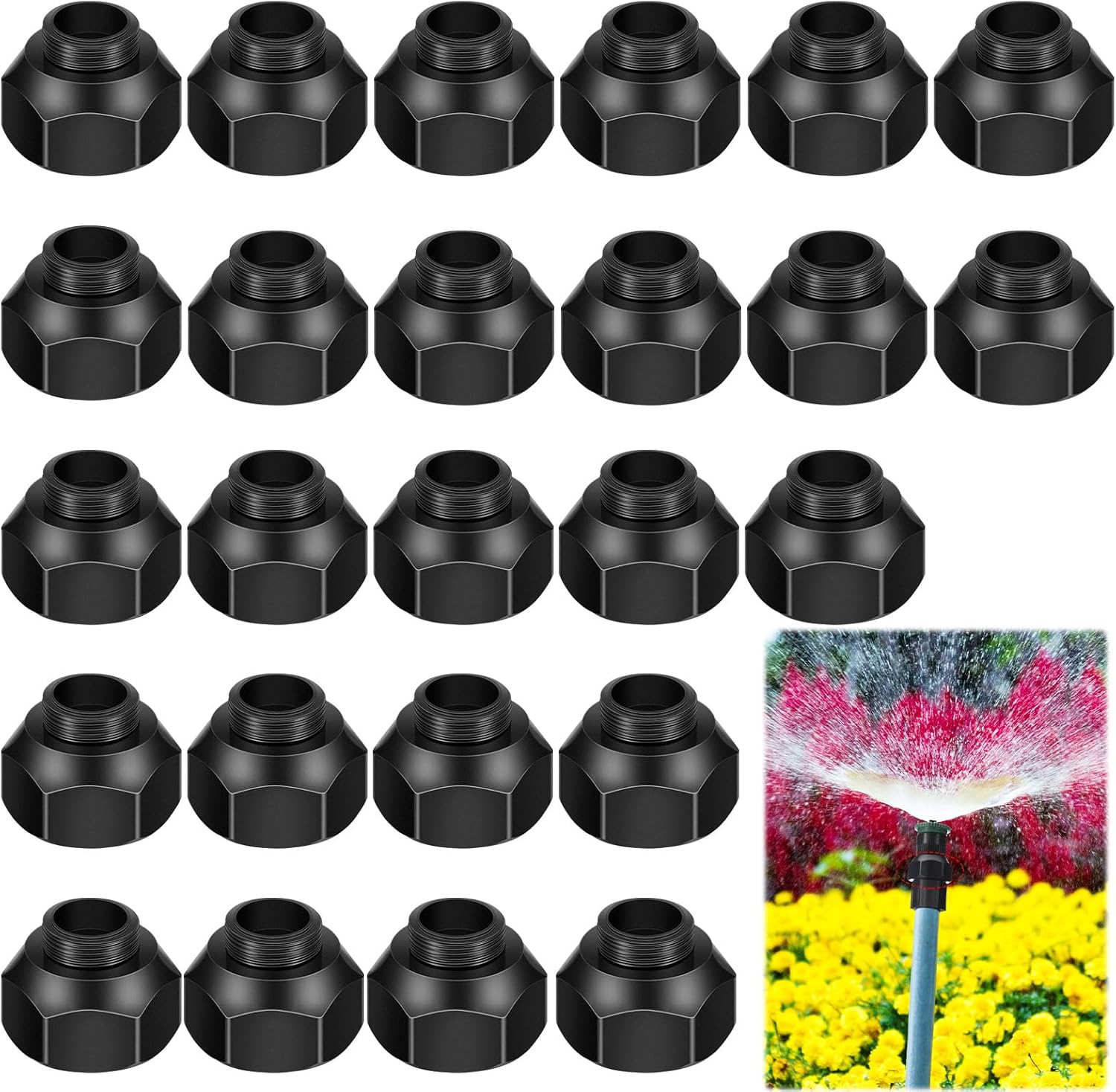 Yaomiao 25pcs Shrub Head Sprinkler Adapter Adjustable Irrigation Thread Adapter Without Nozzle to 1/2" Npt for Outdoor Garden Lawn
