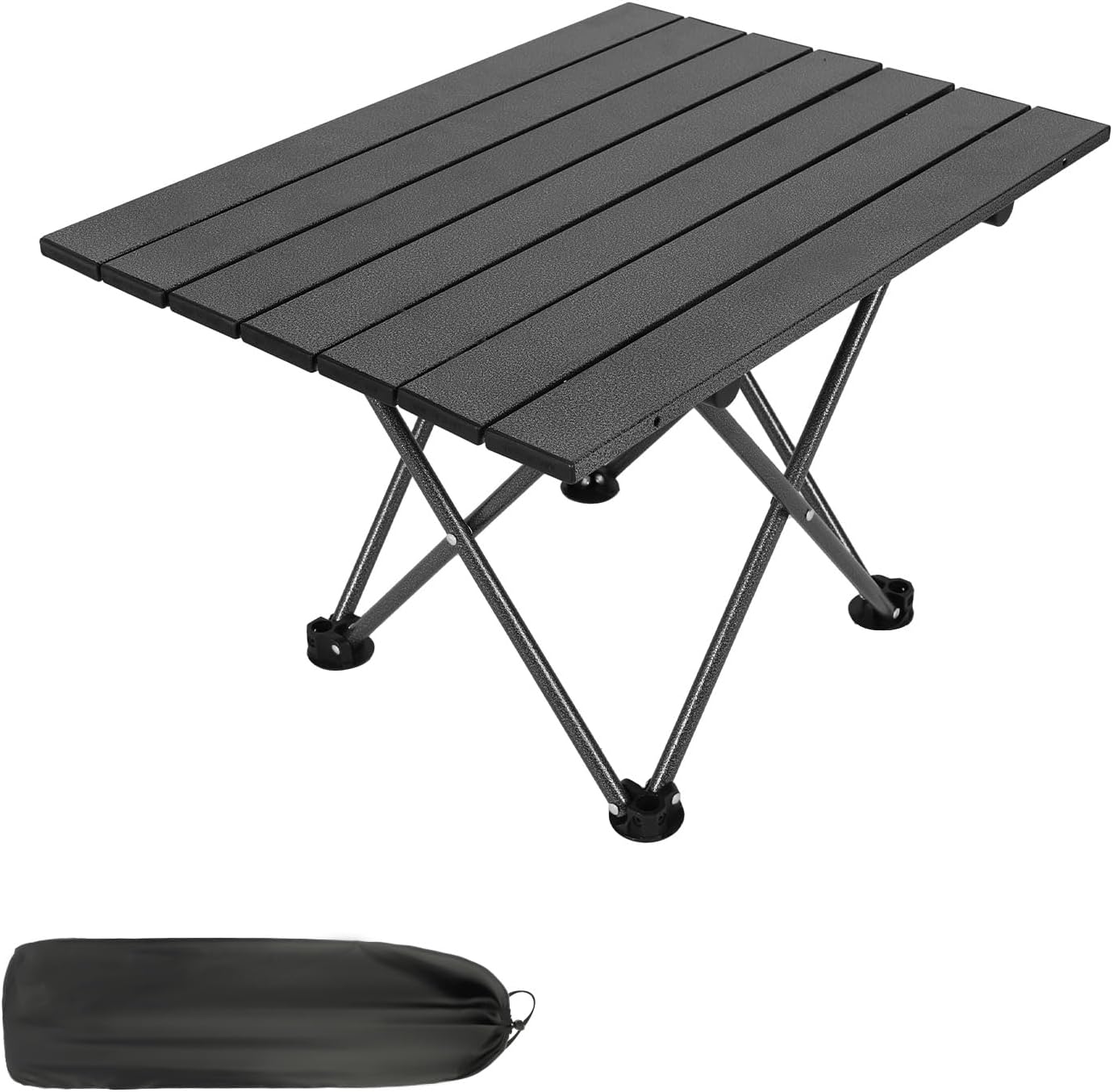 Camping Table Folding Compact Table, Portable Ultralight Aluminum Lightweight Foldable Camp Table with Carry Bag for Outdoor Cooking, Beach, Picnic, Hiking, BBQ, Travel, Boat, Black