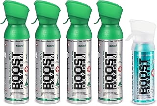 Boost Oxygen Canned 4 Portable 5 Liter Natural Oxygen Canister Bottle with 1 Natural Pocket Sized Pure Canned Oxygen Bottle Canister