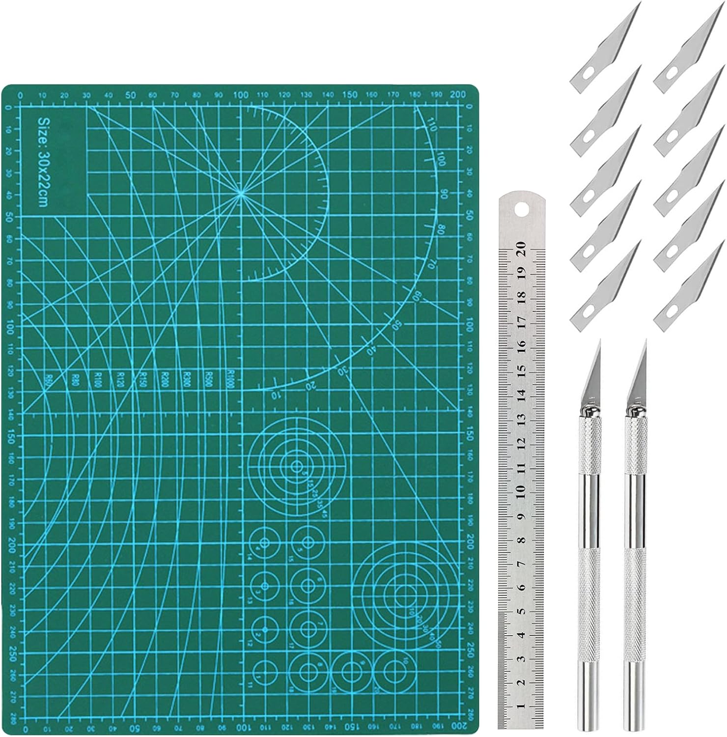 MIPIACE Cutting Mat Double-Sided A4 Non Slip Surface 3mm Thick Self Healing Cutting Mat with Cutting Ruler Craft Cutting Board for Paper Sewing Craft Scrapbooking