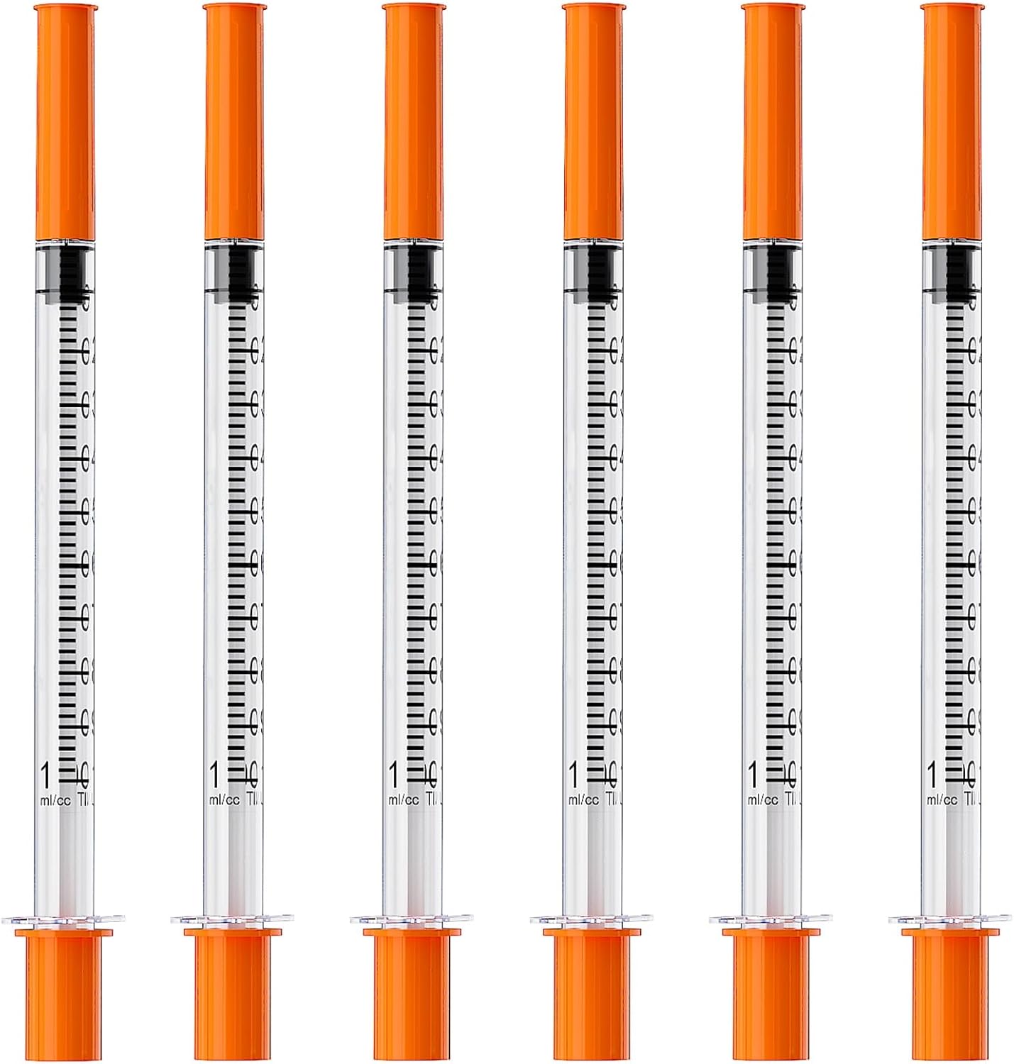 U-100 1mL/cc Lab Syringes with Needle, 29G 1/2" (12.7mm) Disposable Syringes, Individually Wrapped, Pack of 100