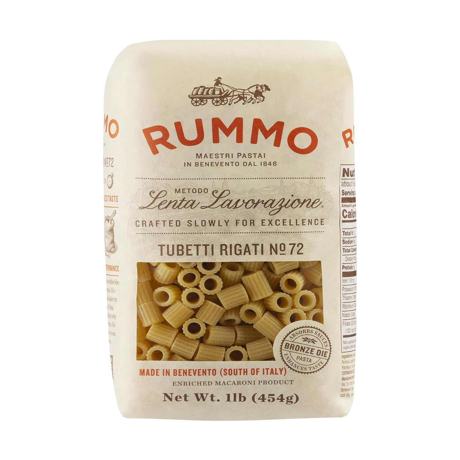 Rummo Tubetti Rigati Pasta N.72 - Tubettini Pasta, Ditalini Pasta Noodles, Short Cut Pasta, Durum Wheat Pasta from Italy - 16 Ounce (Pack of 3)