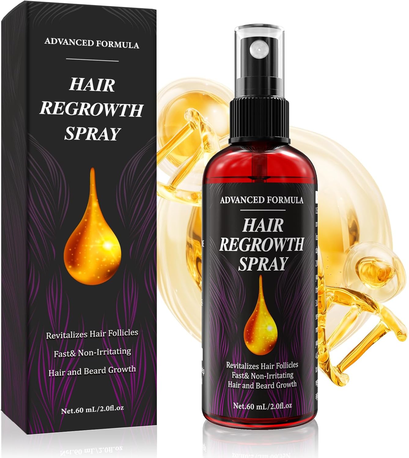 AMAINKI 5% Minoxidil Men and Women Hair Growth Serum,Hair Regrowth,Hair Loss Treatment,Beard Growth, Contain Rosemary Oil for Hair Growth Oil,Upgraded Formula （Refreshing） 60ml