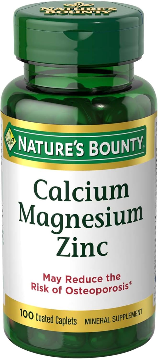 Nature's Bounty Calcium Magnesium & Zinc Caplets, Immune & Supporting Bone Health, 100 Count