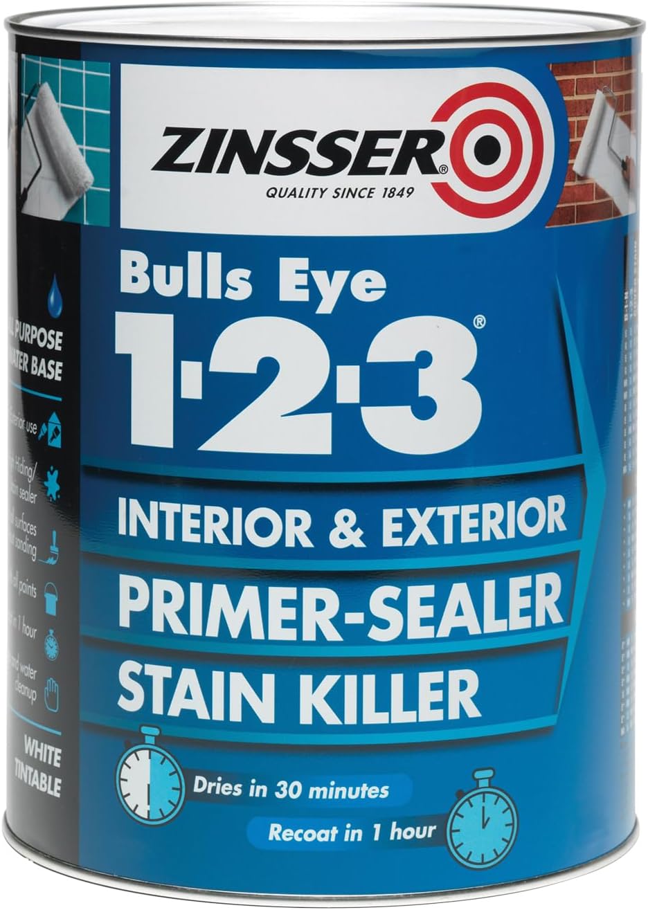 Zinsser Bullseye 1-2-3 Primer-Sealer & Stain Killer 5 Litre White