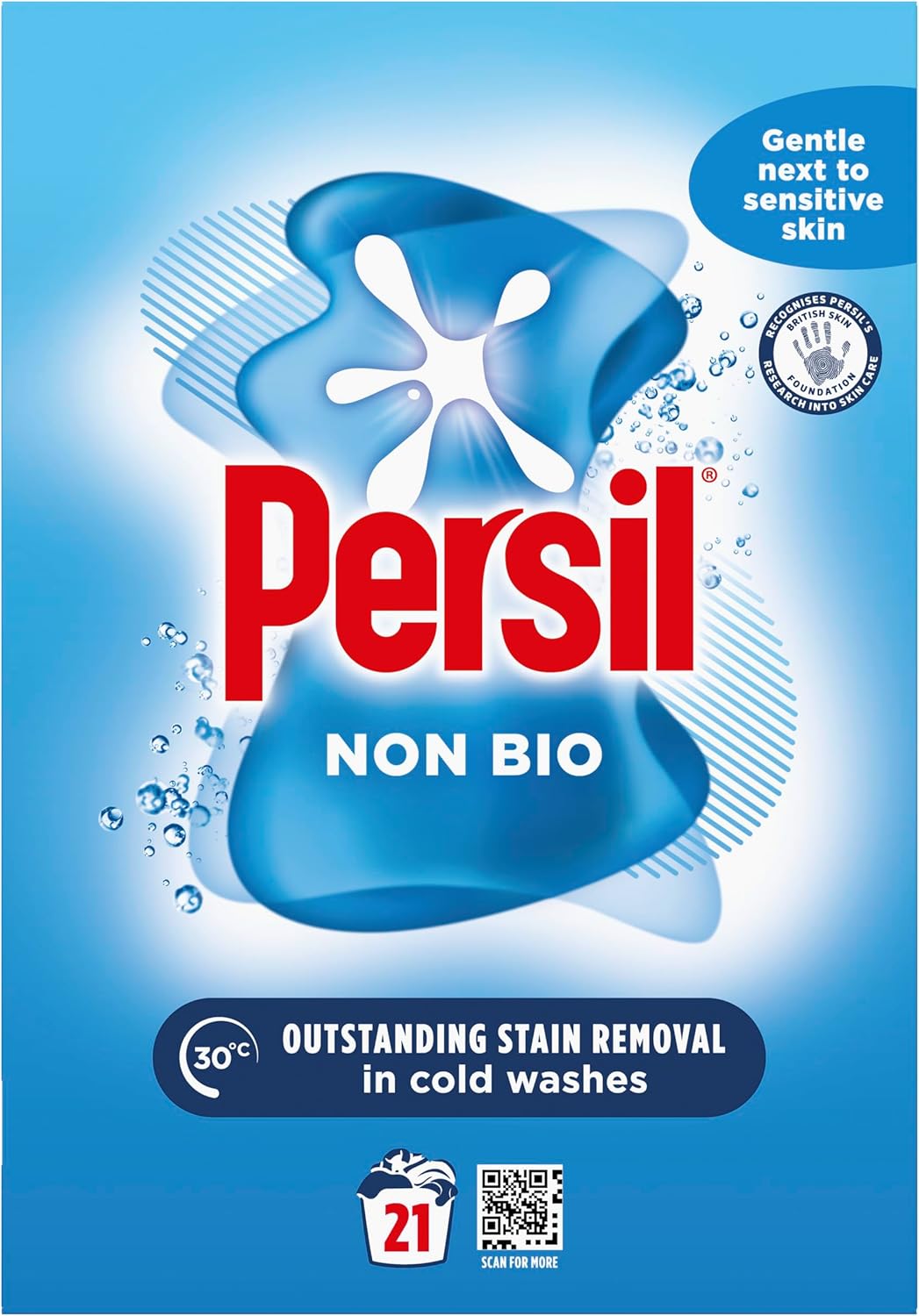 Persil Non Bio Washing Powder gentle next to sensitive skin for outstanding stain removal in cold washes 21 washes (1.05 kg)