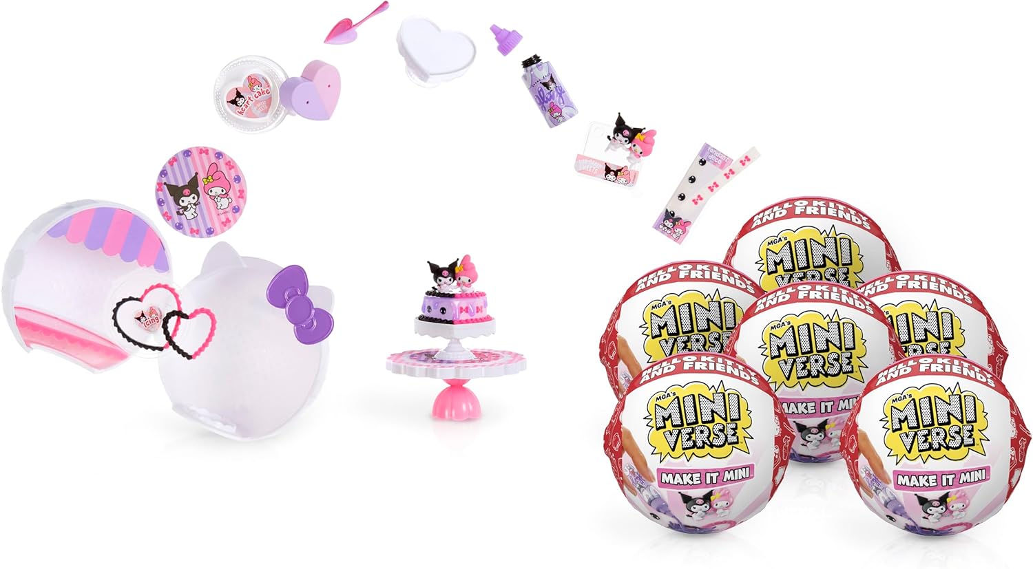 MGA's Miniverse Make It Mini Hello Kitty and Friends Series 2 (6 Pack) Mini Collectibles, Sanrio, Mystery Packaging, DIY, Crafts, Resin Play, Replica Food, Plants, NOT Edible, 8+