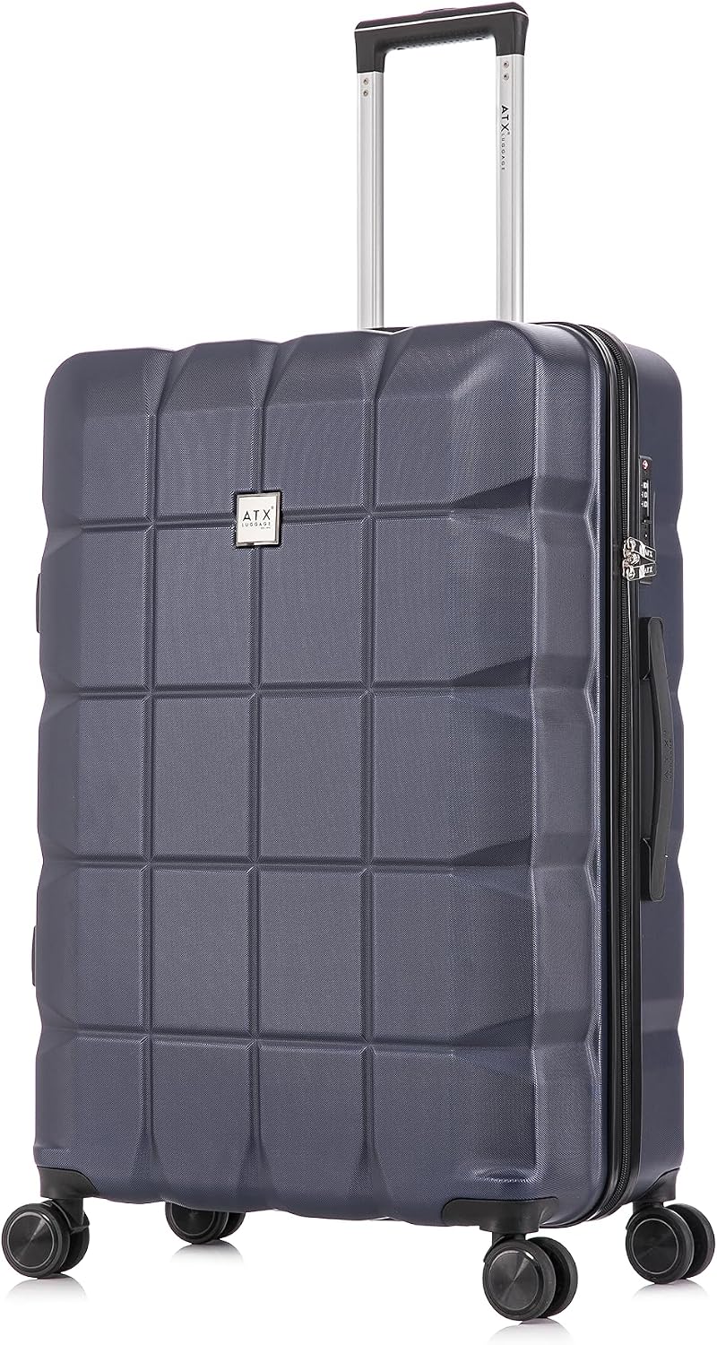 ATX 28 Inch Suitcase Large 110L – Lightweight Hard Shell Checked Luggage, 4 Wheels, TSA Lock, 30KG Capacity, Morrocan Blue