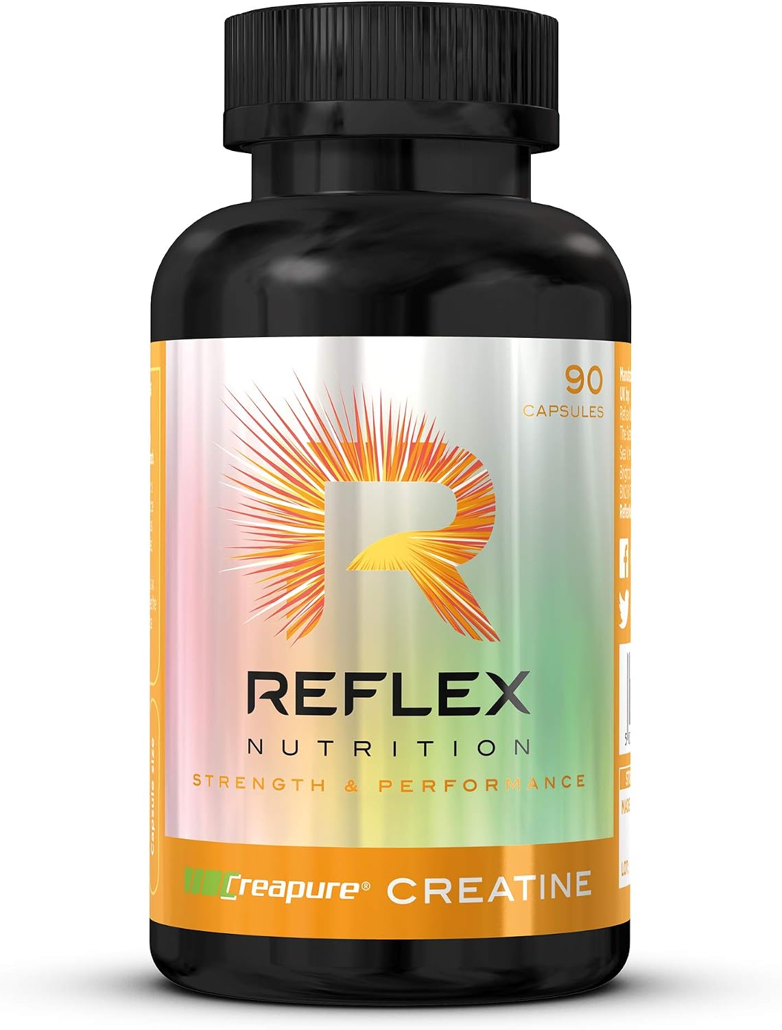Reflex Nutrition Creapure® Creatine Monohydrate Capsules - Performance Enhancing Creatine Tablets for Strength, Muscle Gains & Recovery (90 Creatine Capsules, 45 Servings - 700mg Creatine Monohydrate)