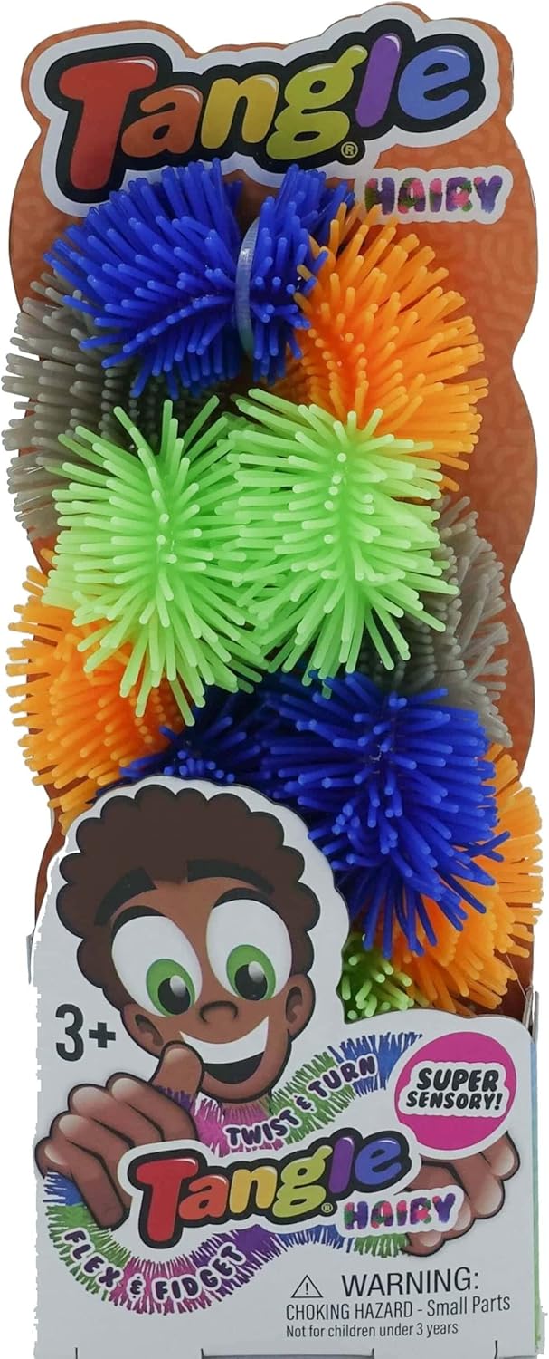 TANGLE Jr Hairy (Blue/Green/Orange) - Genuine Fidget Toys Sensory Toy - Twisty Fidget Toy Tangle Fidgets for Kids and Adults - Fidget Toy for School - Gift for Teens and Adults