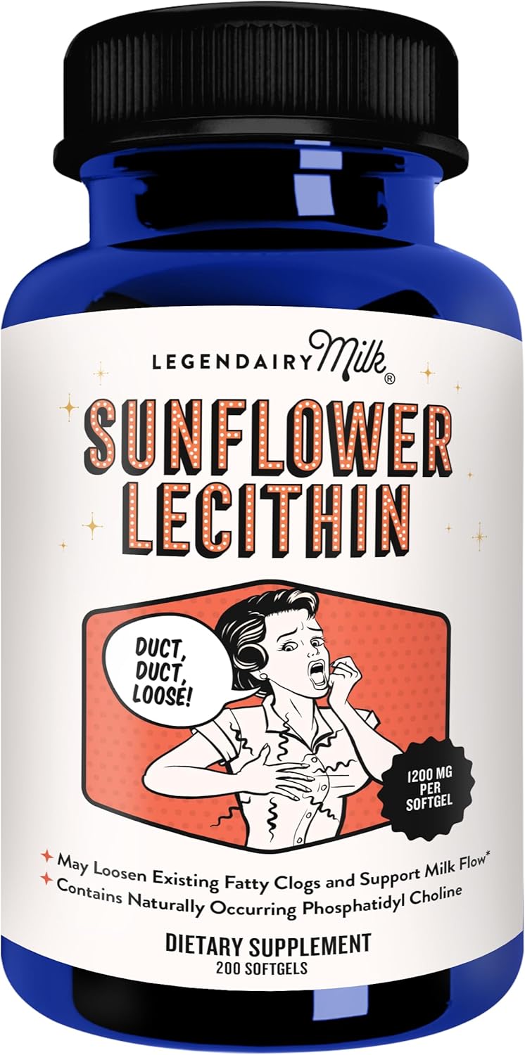 Legendairy Milk Sunflower Lecithin 1200mg, Lactation Support, Sunflower Lecithin Supplement for Clogged Milk Ducts, Made in USA, 200 Softgels