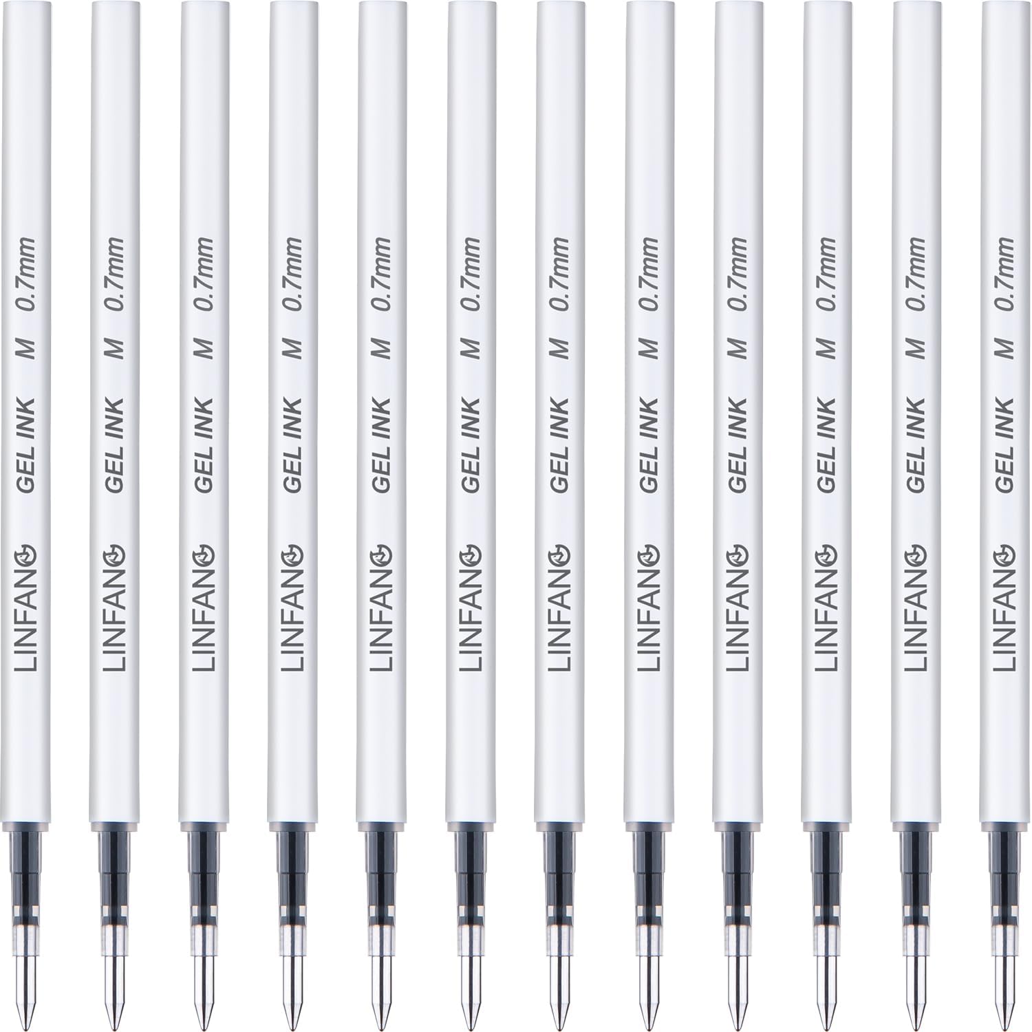 Black Gel Pens Refills, 12 Pack Retractable Gel Ink Pen Refills Bulk, Medium Point 0.7mm Tip Smooth Writing Quick Dry Gel Pen Refills for Journaling Writing School Office Supplies (12 Black 0.7mm)
