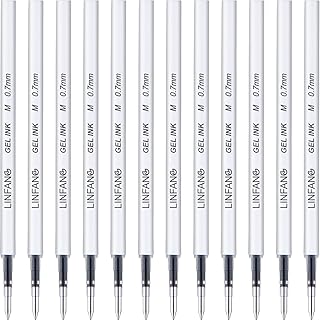 Black Gel Pens Refills, 12 Pack Retractable Gel Ink Pen Refills Bulk, Medium Point 0.7mm Tip Smooth Writing Quick Dry Gel Pen Refills for Journaling Writing School Office Supplies (12 Black 0.7mm)