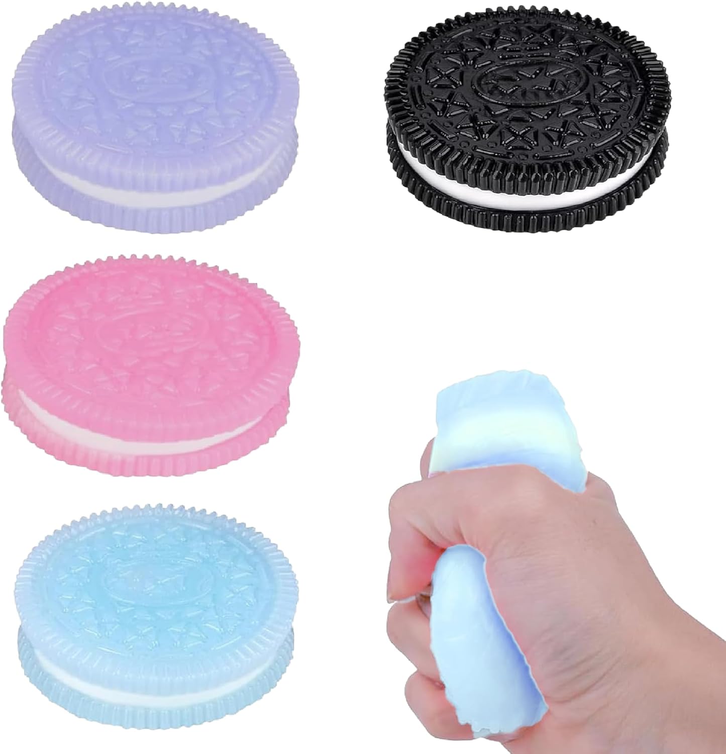 4Pcs Oreo Squishy Toys - Taba Squishy Fidget Toys for Stress Relief, Soft Pinching Biscuit Simulation Toys for Adults