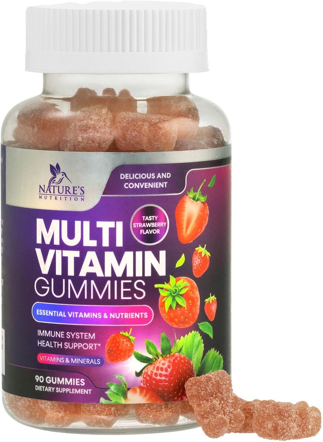 Multivitamin Gummies for Adults, Daily Gummy Vitamin for Women & Men, Immune Support Gummy Multivitamins Supplement, Adult Multi Vit Vitamin with Vitamins A, C, D, E, B-6, B-12, Zinc - 90 Gummies