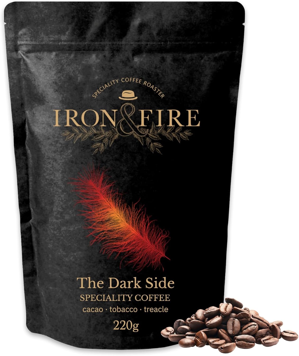 The Darkside Specialty Blend 220g Whole Beans - Indulge in the Depths of Award-Winning Dark Roasted Coffee with Notes of Cacao, Spice, and Treacle - IRON & FIRE