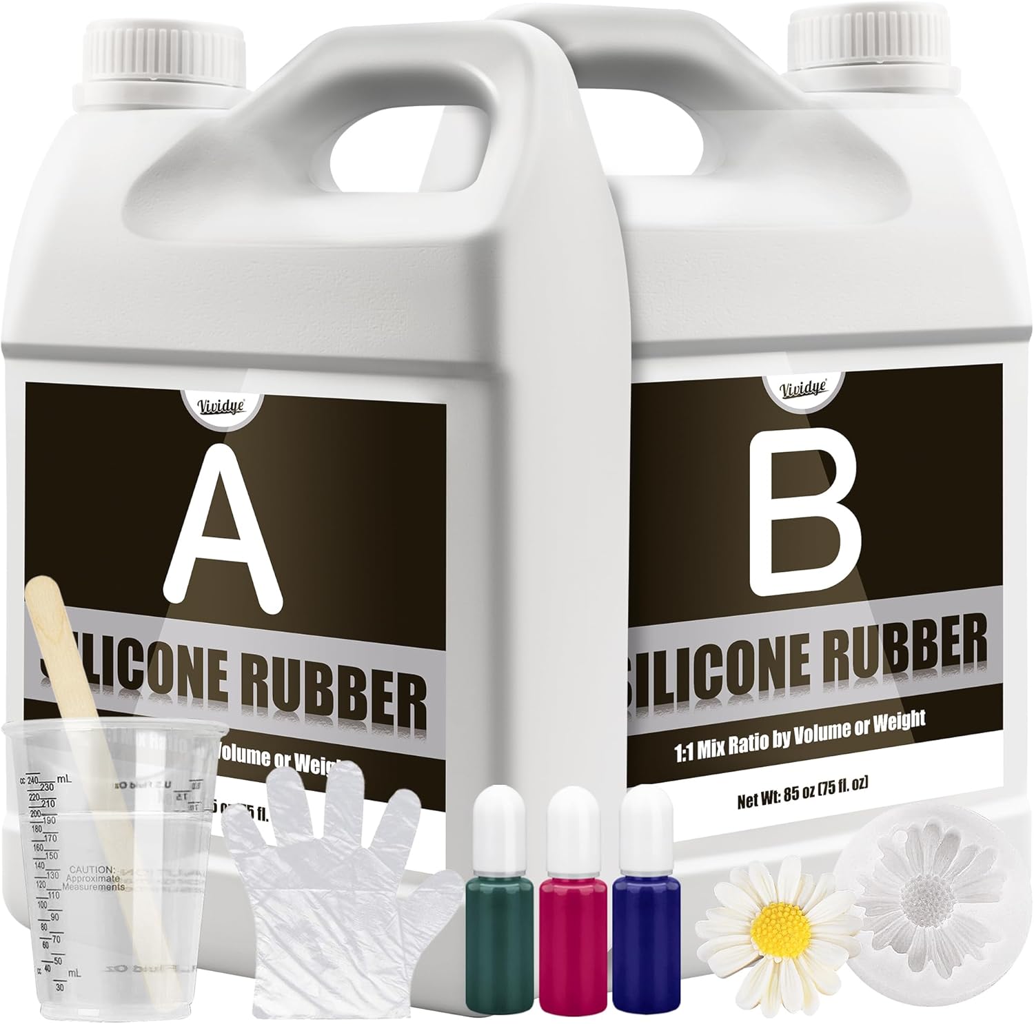 Silicone Moulds Making Kit - 170oz / 4.4L Translucent Liquid Silicone Rubber for Mould Making - Elastic 1:1 Mixing Ratio Fast Curing Moulding Silicone for Casting, DIY Resin Mould, Candle Mould, Craft