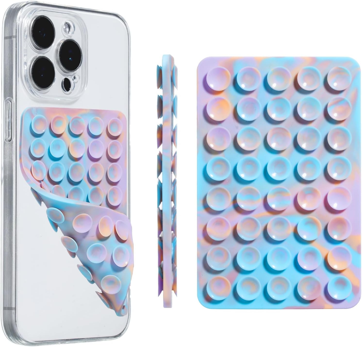 Silicone Suction Cup Phone Mount Double Sided Sticky Phone Grip Backside Sucker for iPhone Android Hippers Grippy Strong Cell Phone Case Accessory Stuff Mirror Stick On (Mermaid Color 1PCS)
