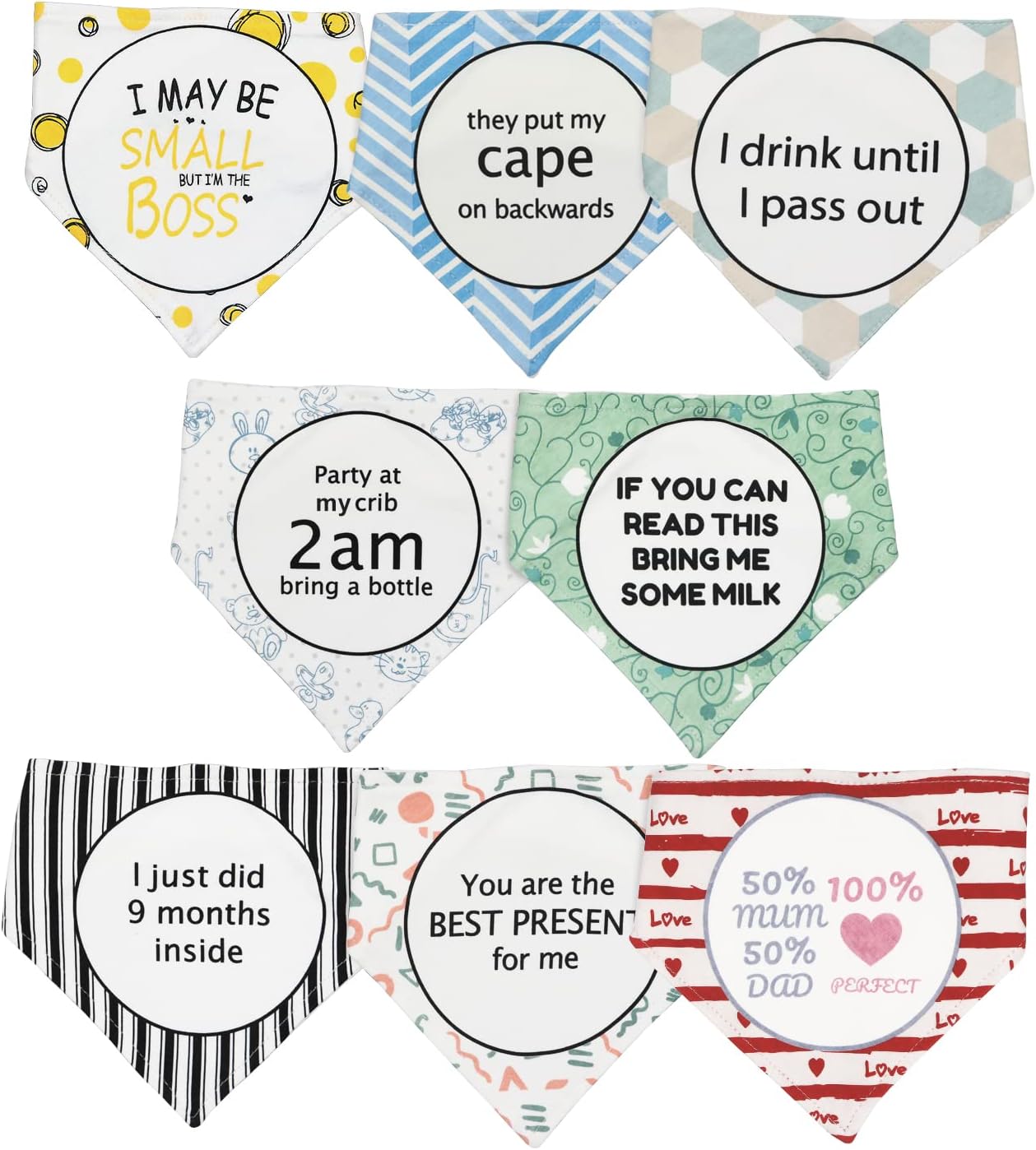 Loiieru 8 Pack Baby Bibs Gift Set, Unique Baby Shower Gifts for Girls and Boys, Soft Cotton Toddler Drool Bibs with Snaps, Super Absorbent Baby Bandana Bibs for Infant Newborn Gifts Unisex 0-36 Months