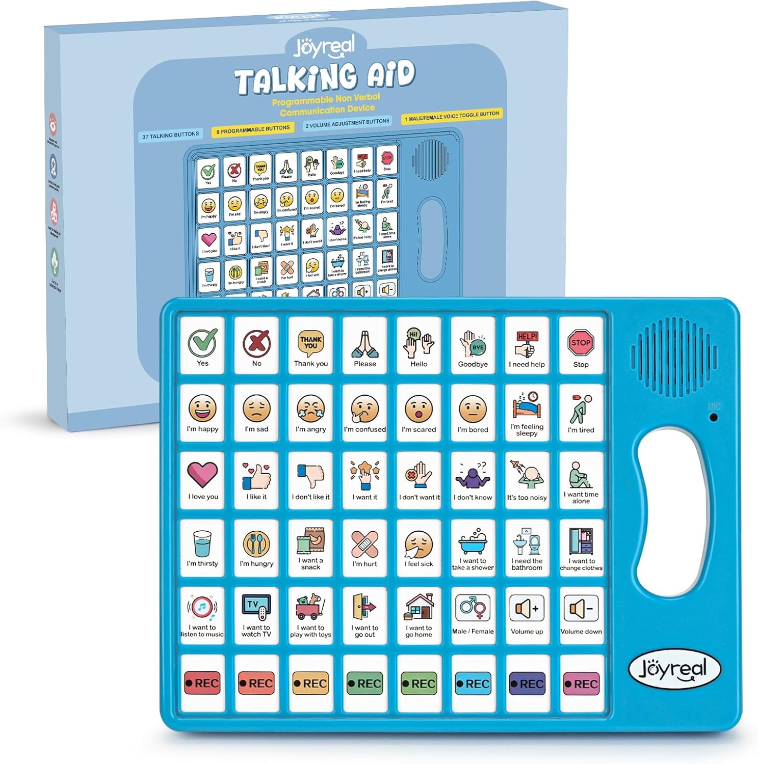 AAC Device for Autism, Joyreal Non Verbal Communication Tools for Speech Therapy & Stroke Rehab. Augmentative Alternative Communication Tablet, Autism Talking Aids with 8 Programmable Buttons
