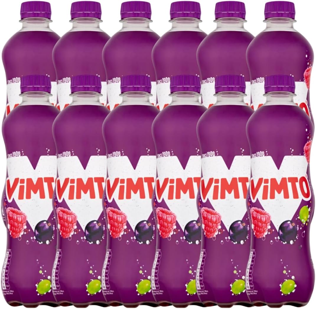 Vimmto Sparkling Fruit Flavoured Soft Drink – Refreshing, Ready to Drink, Sweet and Fizzy | Made in the UK | Grape, Raspberry & Blackcurrant Blend – Net Volume 500 ml, 12 Bottles