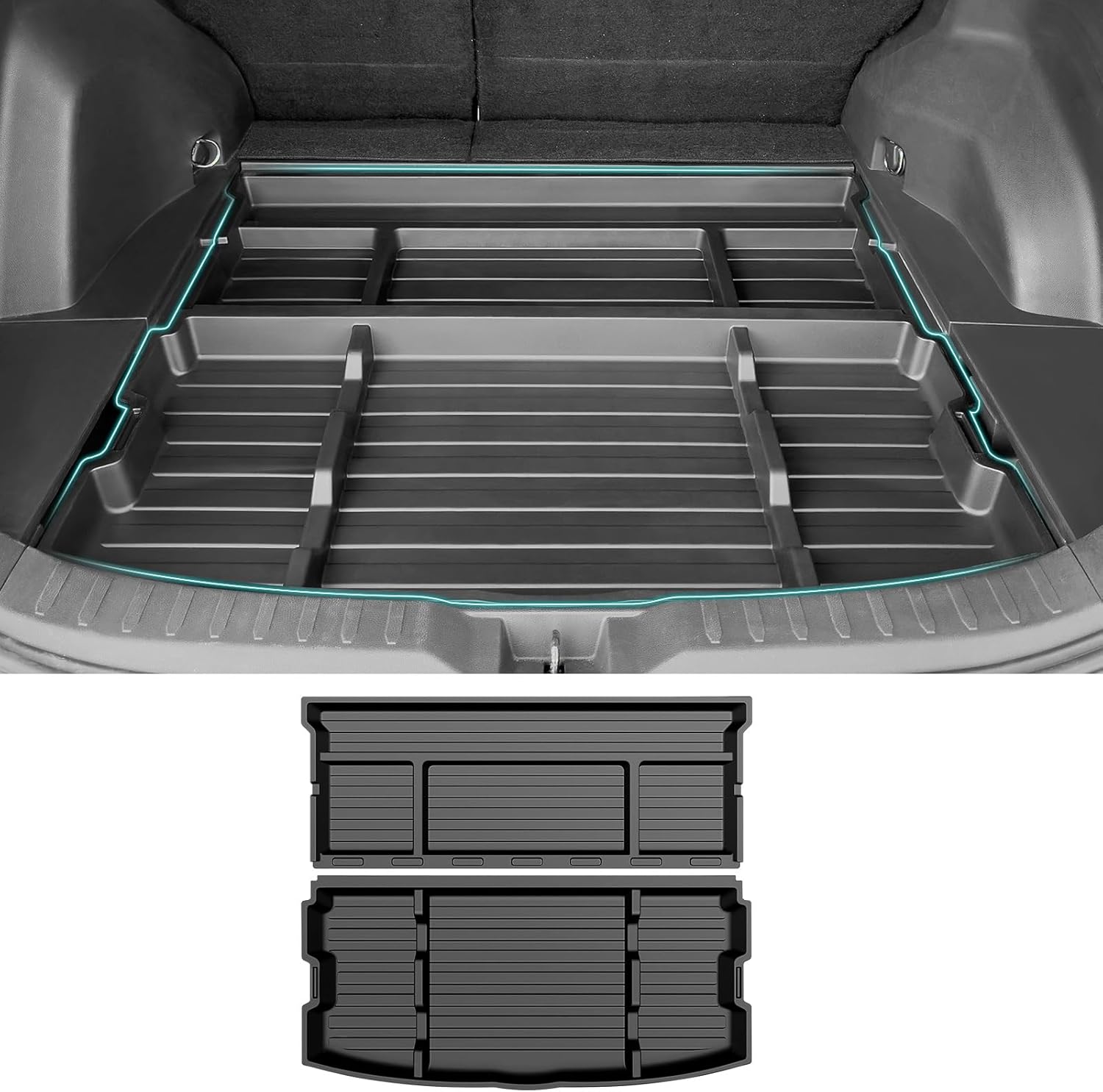 Hidden Trunk Organizer Tray Compatible with 2019-2025 Toyota RAV4 LE XLE XSE Hybrid (Not Prime), Hidden Toolbox Storage Box Fit for RAV4 Trunk Cargo Divider Accessories