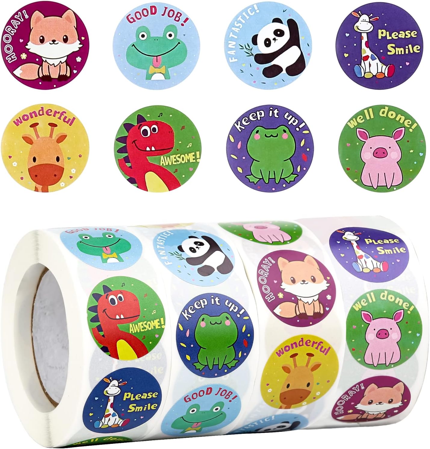 2000 Pcs Reward Stickers for Children,4 Rolls Cartoon Teacher Stickers in 8 Designs Motivational Stickers Teacher Supplies for Student Kids Classroom