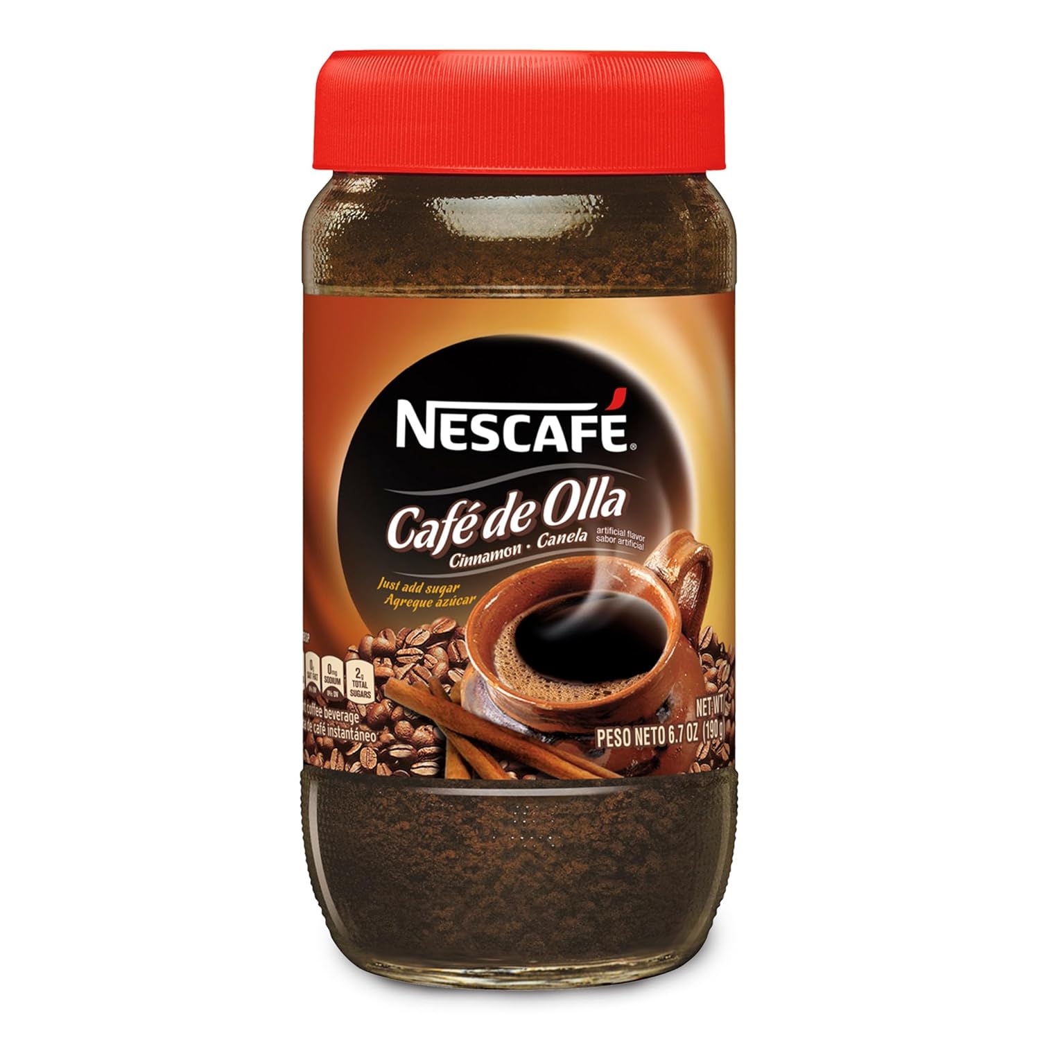 NESCAFE Cafe de Olla, Cinnamon Flavored Instant Coffee, 6.7 oz. Jar
