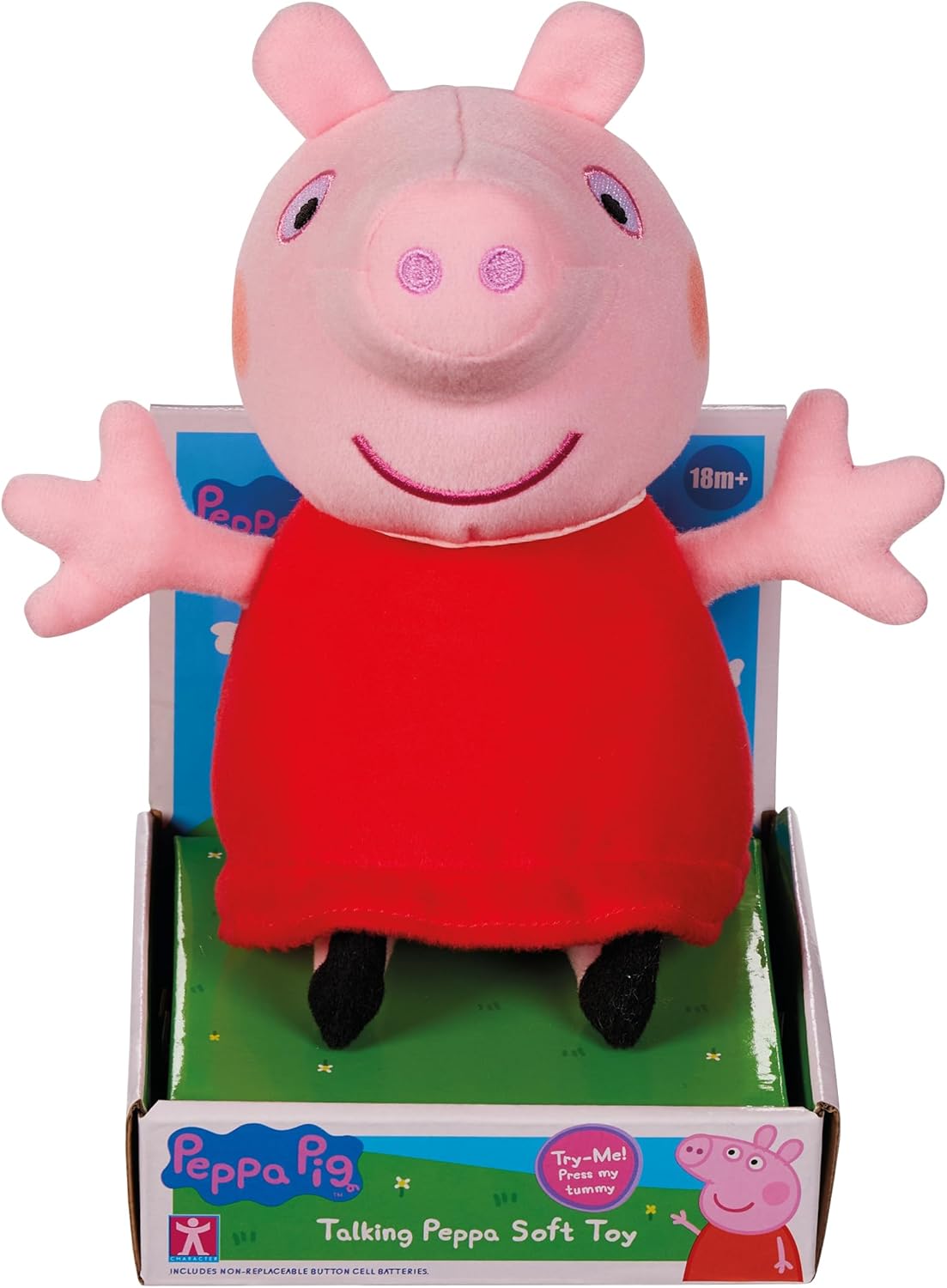Peppa Pig Talking Red Dress Peppa, Preschool Soft Toy, Talking Plush, 20cm