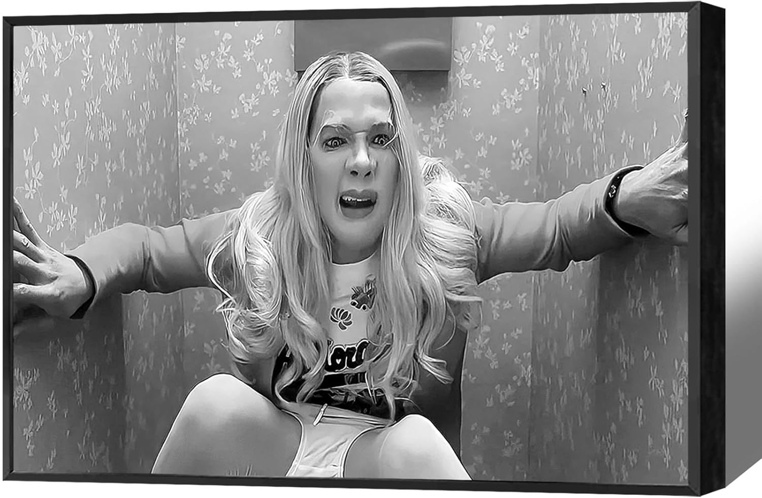 KIJDID Black and White Comedy Movies White Chicks Poster Canvas Wall Art - Funny Bathroom Decor 12x16in Framed