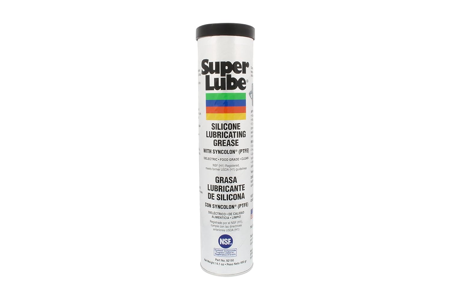 Super Lube 92150 Silicone Lubricating Grease with PTFE, 14.1 oz Cartridge, Translucent White, Onе Paсk