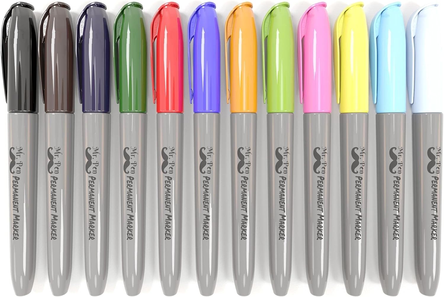 Mr. Pen - Assorted Color, Fine Point Permanent Markers, 12 Pack