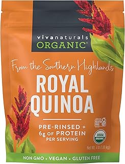 Viva Naturals Organic Quinoa, 4 lb - Plant Based Protein, Fiber and Iron - Pre-Washed Whole Grain Rice and Pasta Substitute for Quinoa Salad - USDA Organic, Gluten Free, Vegan, Non-GMO and Kosher