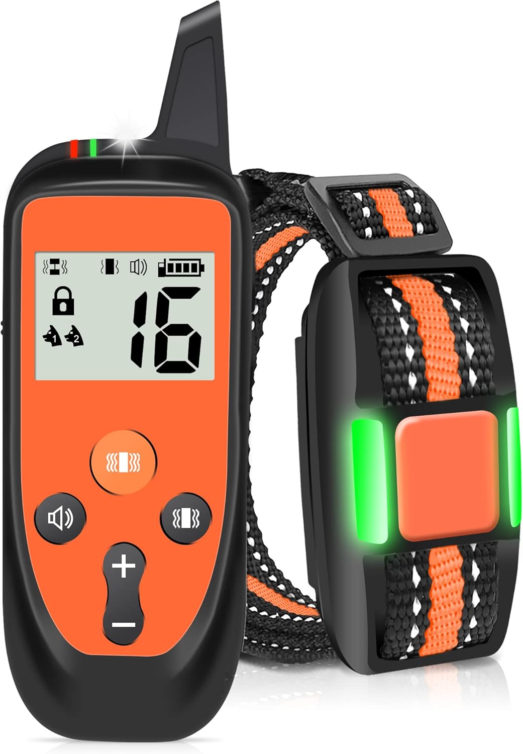 IHPUKIDI Dog Training Collar with Remote, Sound & Vibration Training Modes, Safety Lock & Flashing Light, USB Rechargeable IP67 Waterproof, 500M Remote Range（Under Ideal Conditions) for All Dogs