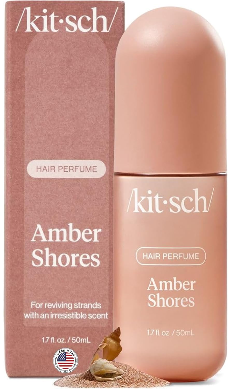 Kitsch Hair Perfume for Women - Amber Shores | Clean, Deodorizing & Patented Odor-Eliminating Technology Hair Spray & Body Mist - Freshen Hair, Body & Pillows - Woody Aquatic Scent - 50mL